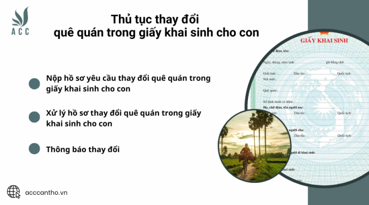 Thủ tục thay đổi quê quán trong giấy khai sinh cho con