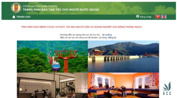 Truy cập trang khai báo tạm trú