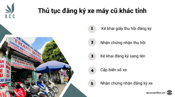 Thủ tục đăng ký xe máy cũ khác tỉnh