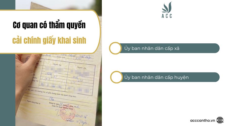 Cơ quan có thẩm quyền cải chính giấy khai sinh