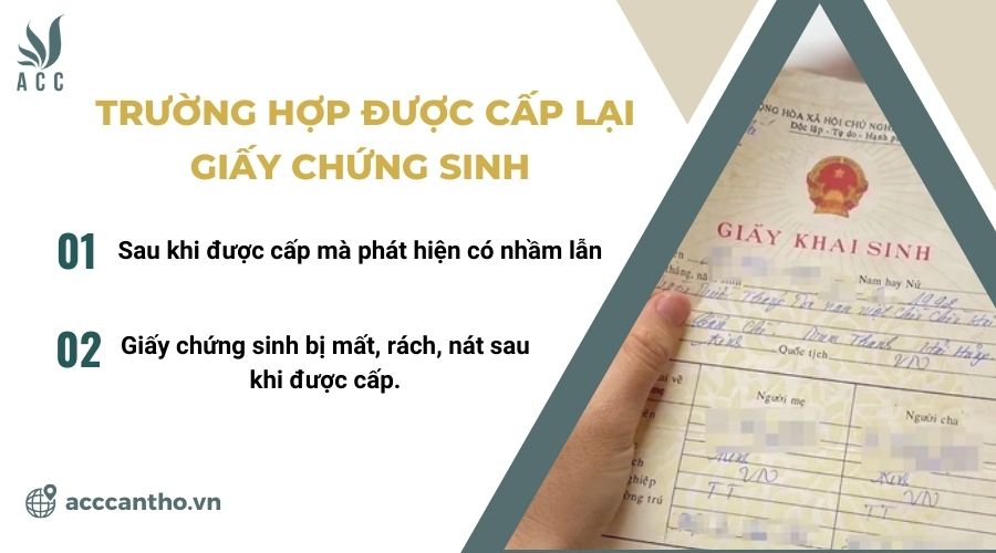 Trường hợp được cấp lại giấy chứng sinh