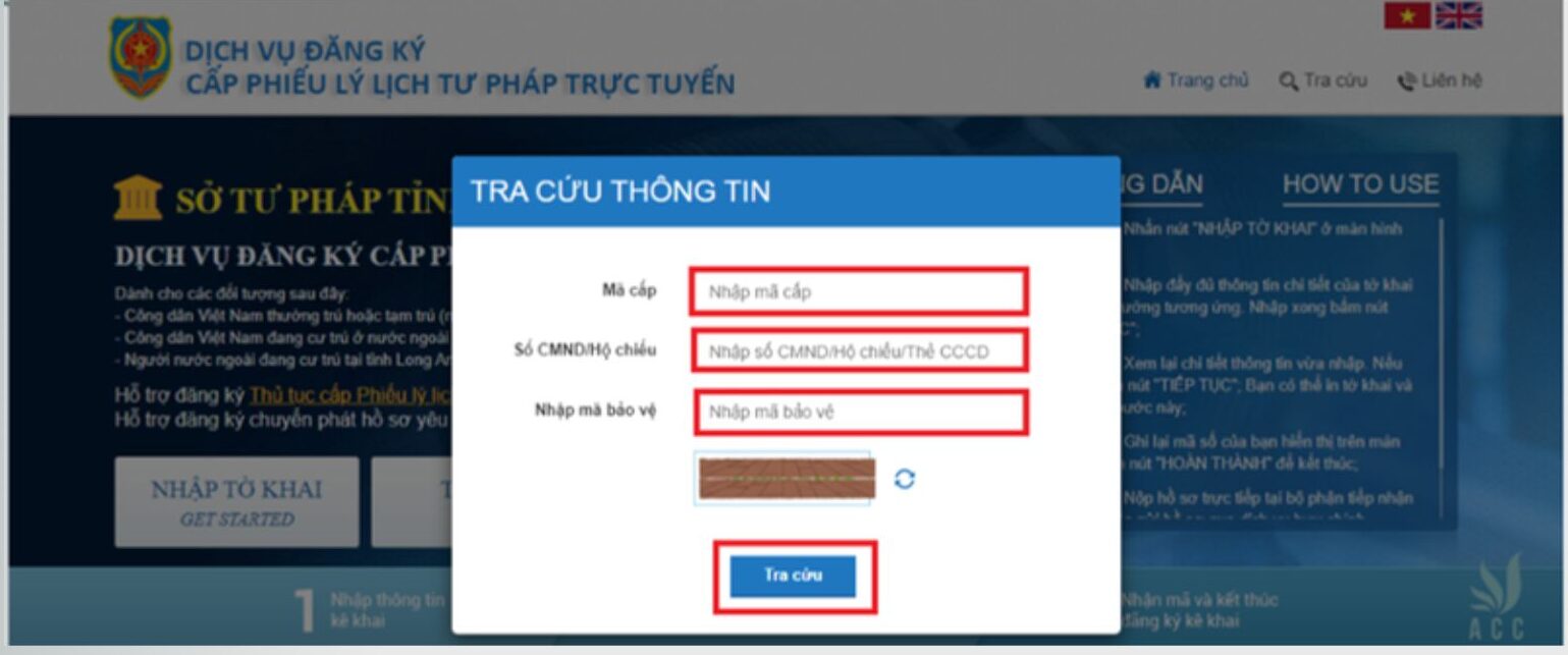 Bước 3 “Tra cứu” bên góc phải của giao diện chính
