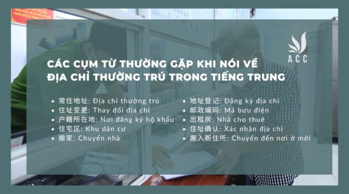 Các cụm từ thường gặp khi nói về địa chỉ thường trú trong tiếng Trung