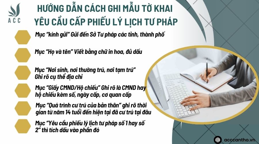 Hướng dẫn cách ghi mẫu tờ khai yêu cầu cấp phiếu lý lịch tư pháp
