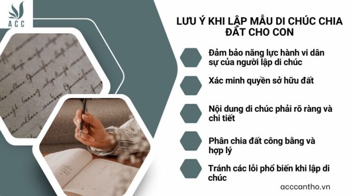 Lưu ý khi lập mẫu di chúc chia đất cho con