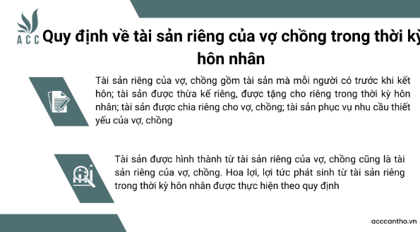 Quy định về tài sản riêng của vợ chồng trong thời kỳ hôn nhân 