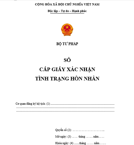 Mẫu sổ cấp giấy xác nhận tình trạng hôn nhân