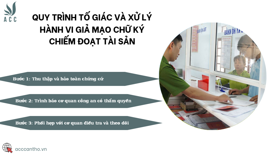 Quy trình tố giác và xử lý hành vi giả mạo chữ ký chiếm đoạt tài sản