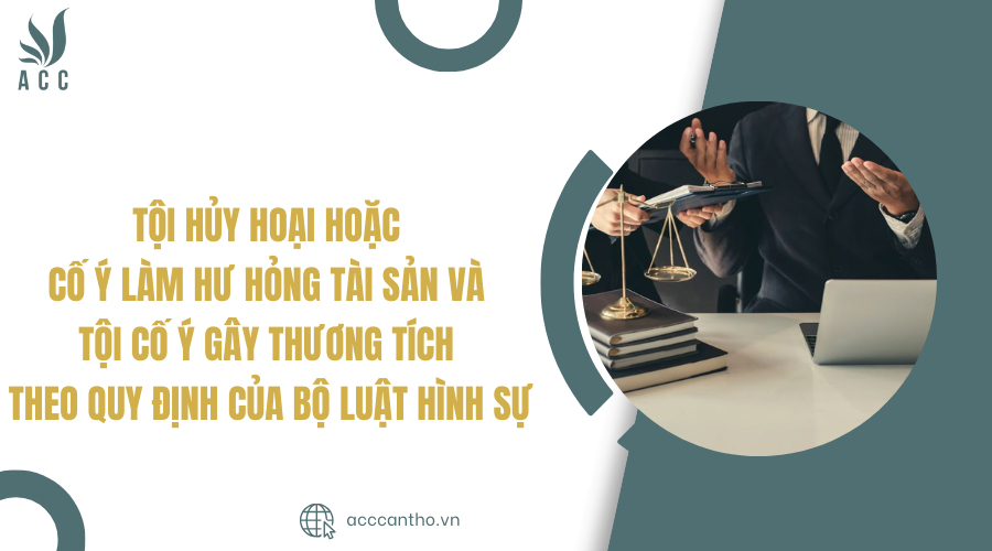 Tội hủy hoại hoặc cố ý làm hư hỏng tài sản và tội cố ý gây thương tích theo quy định của Bộ luật hình sự