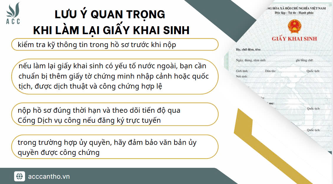 Lưu ý quan trọng khi làm lại giấy khai sinh