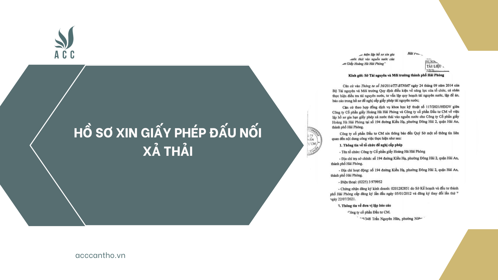 Hồ sơ xin giấy phép đấu nối xả thải