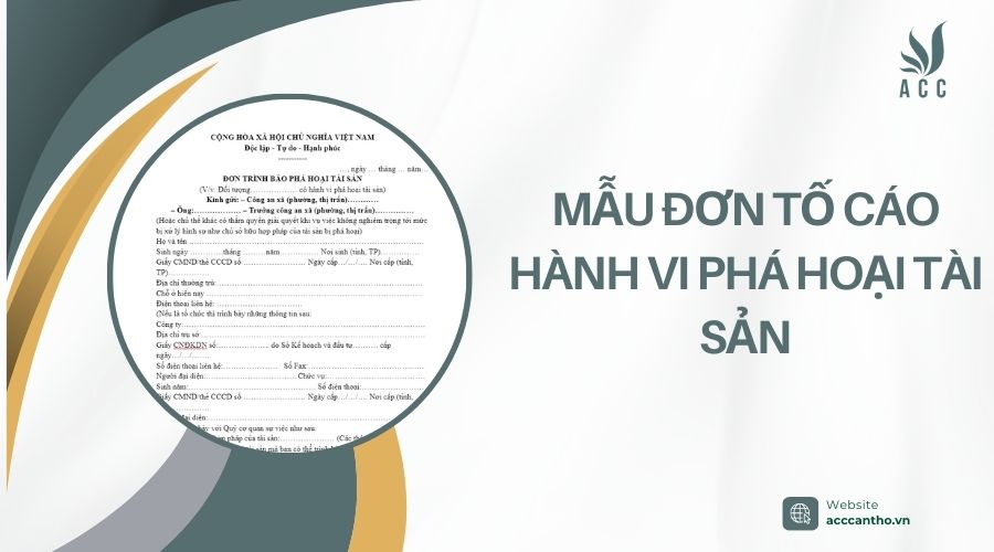 mẫu đơn tố c&aacute;o h&agrave;nh vi ph&aacute; hoại t&agrave;i sản