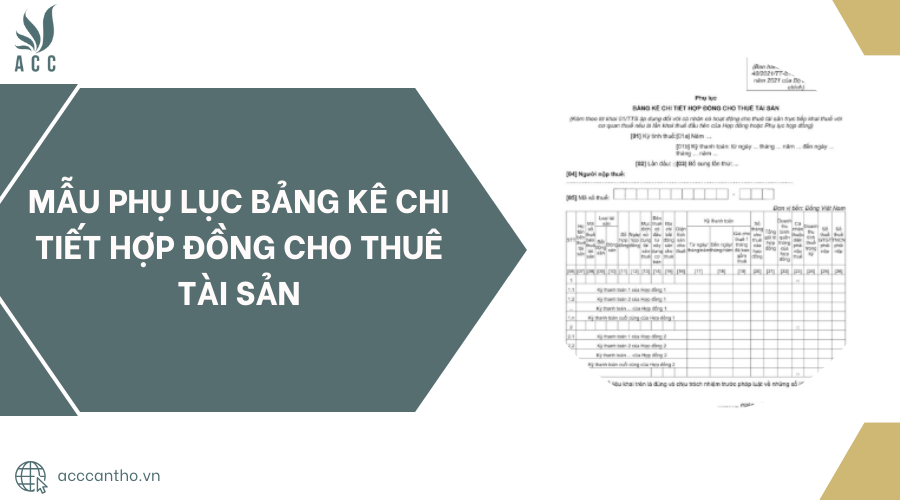 Bảng kê chi tiết hợp đồng cho thuê tài sản