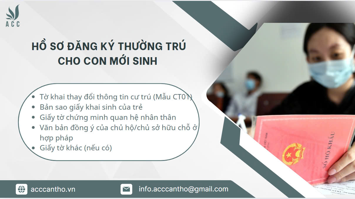Hồ sơ đăng k&yacute; thường tr&uacute; cho con mới sinh