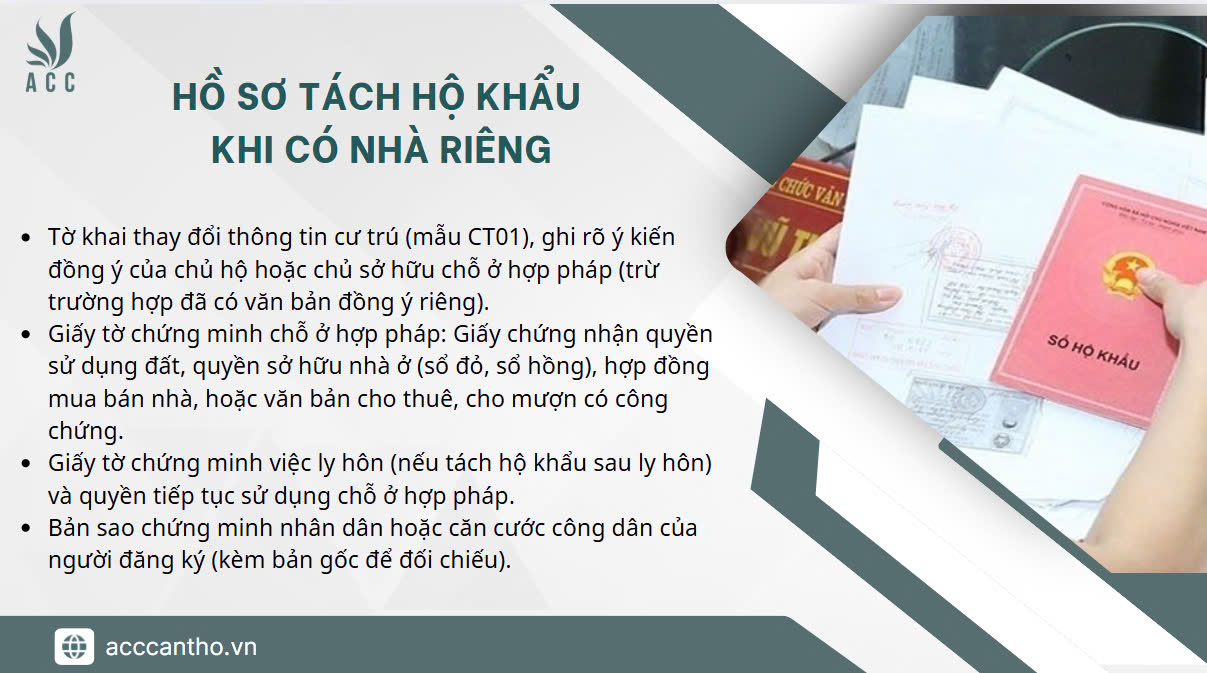Hồ sơ tách hộ khẩu khi có nhà riêng