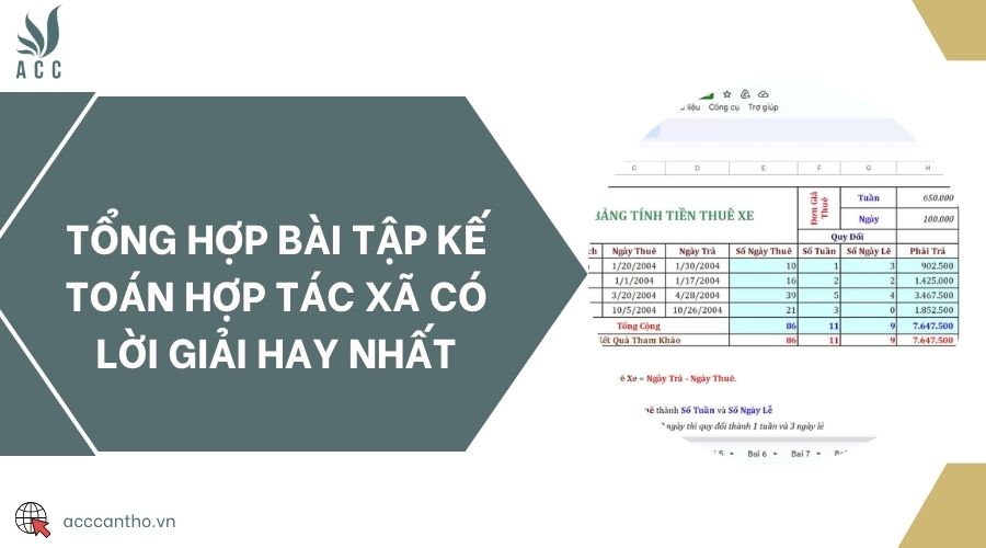 Tổng hợp bài tập kế toán hợp tác xã có lời giải hay nhất
