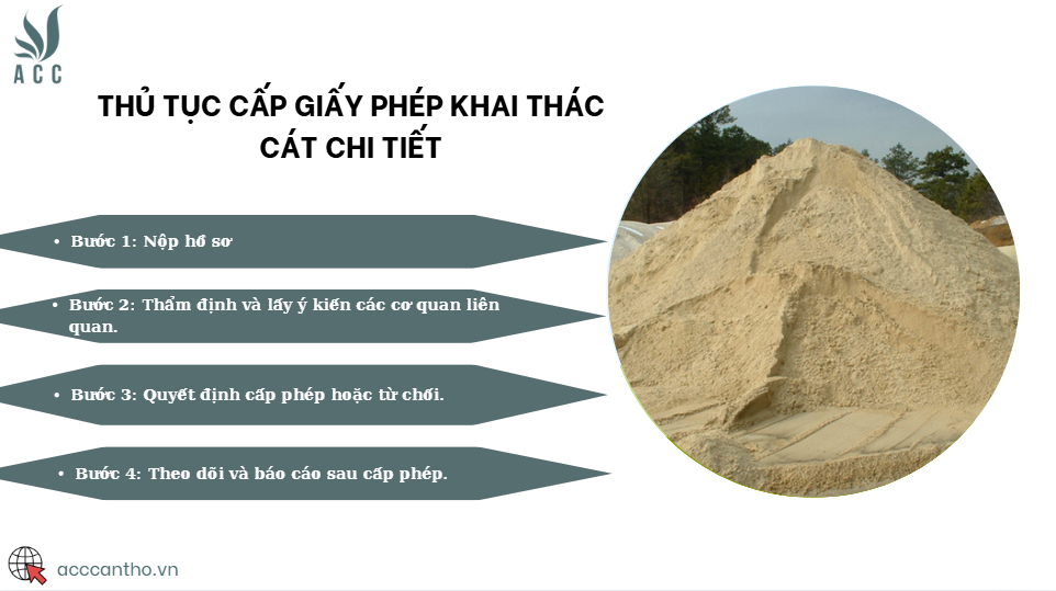 Thủ tục cấp giấy phép khai thác cát chi tiết