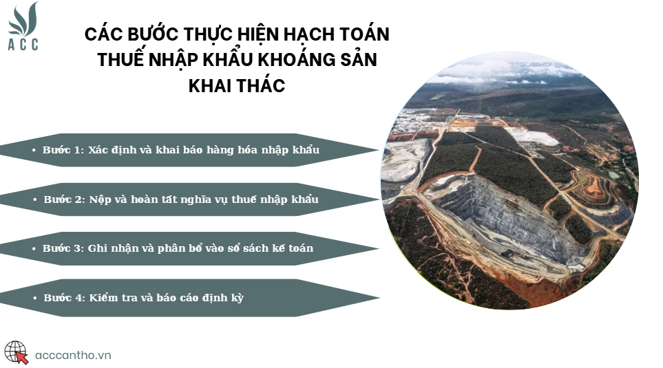 Các bước thực hiện hạch toán thuế nhập khẩu khoáng sản khai thác