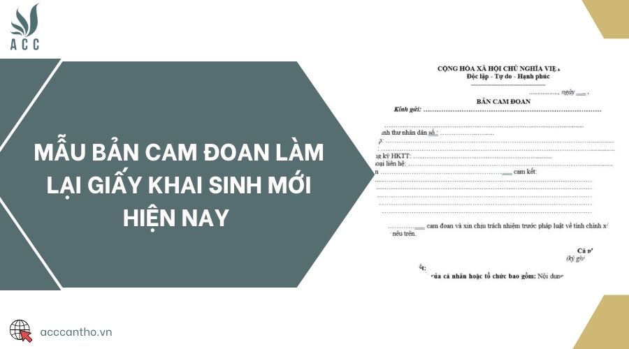 Mẫu bản cam đoan làm lại giấy khai sinh mới hiện nay 
