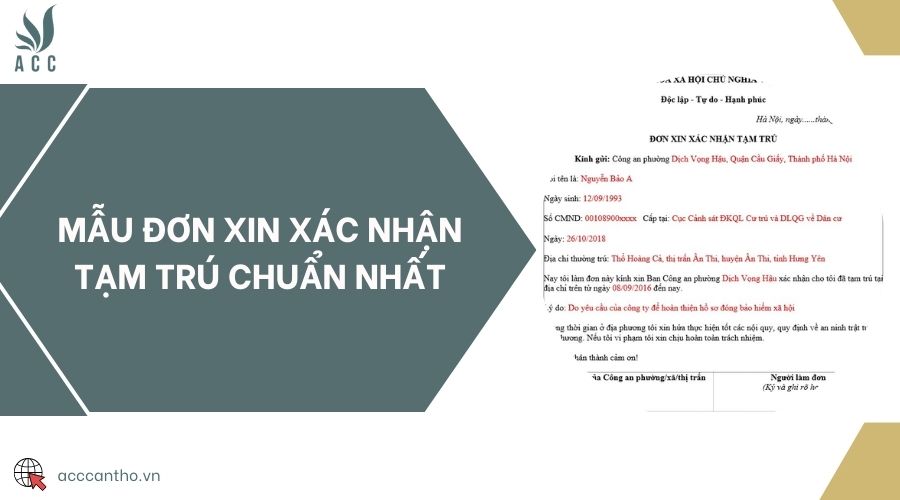 Mẫu đơn xin xác nhận tạm trú chuẩn nhất 