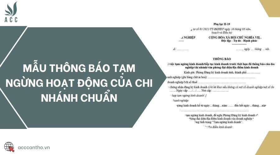 Mẫu thông báo tạm ngừng hoạt động của chi nhánh chuẩn 