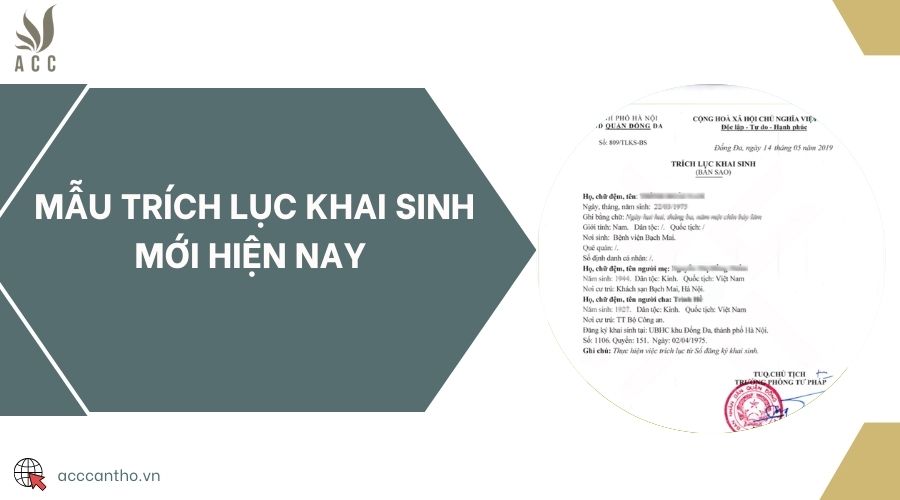 Mẫu trích lục khai sinh mới hiện nay 