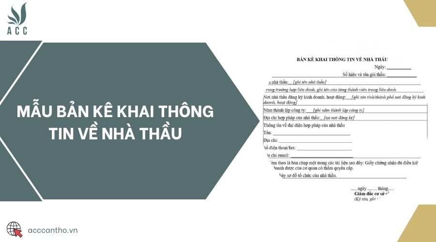 Mẫu bản kê khai thông tin về nhà thầu