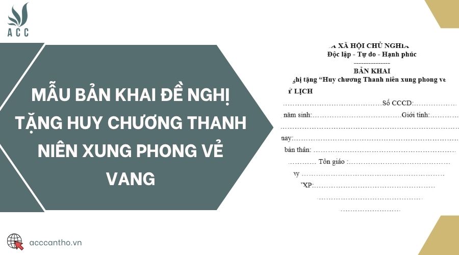 Mẫu bản khai đề nghị tặng Huy chương Thanh niên xung phong vẻ vang