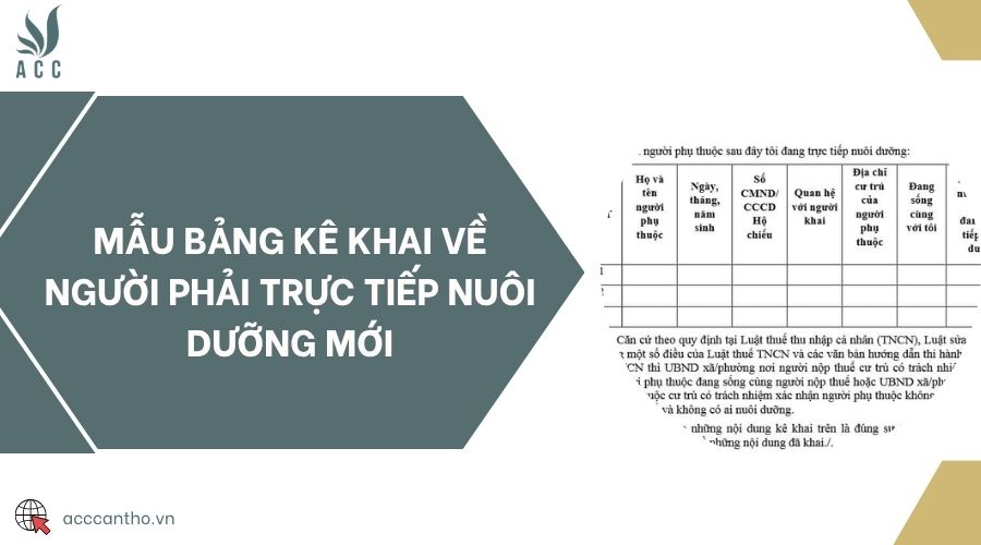 Mẫu bảng kê khai về người phải trực tiếp nuôi dưỡng mới