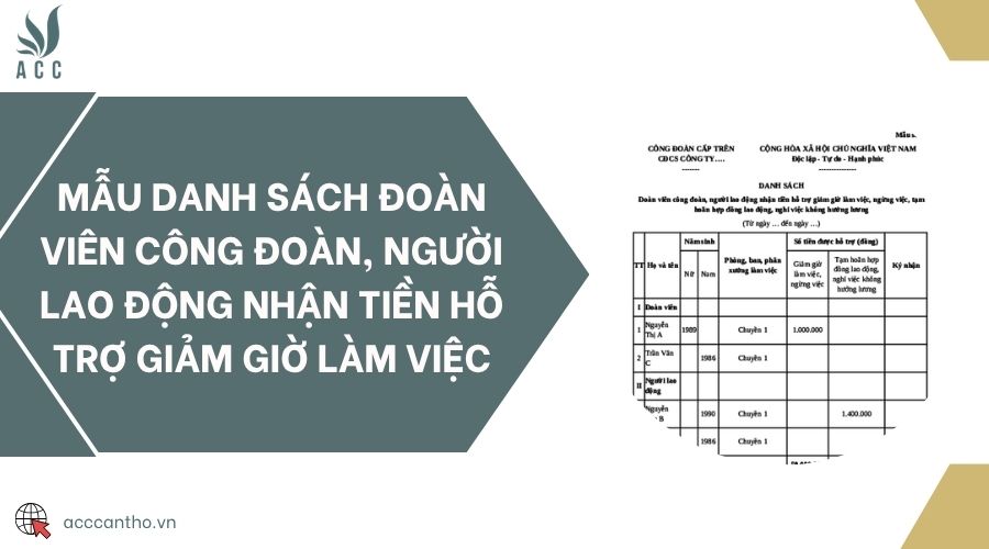 Mẫu danh sách đoàn viên công đoàn, người fv88 link nhận tiền hỗ trợ giảm giờ làm việc