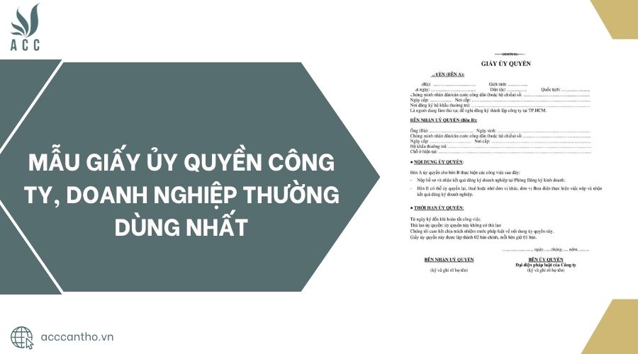 Mẫu giấy ủy quyền công ty, doanh nghiệp thường dùng nhất
