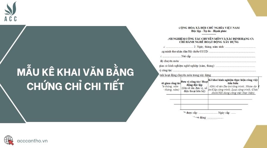 Mẫu kê khai văn bằng chứng chỉ chi tiết