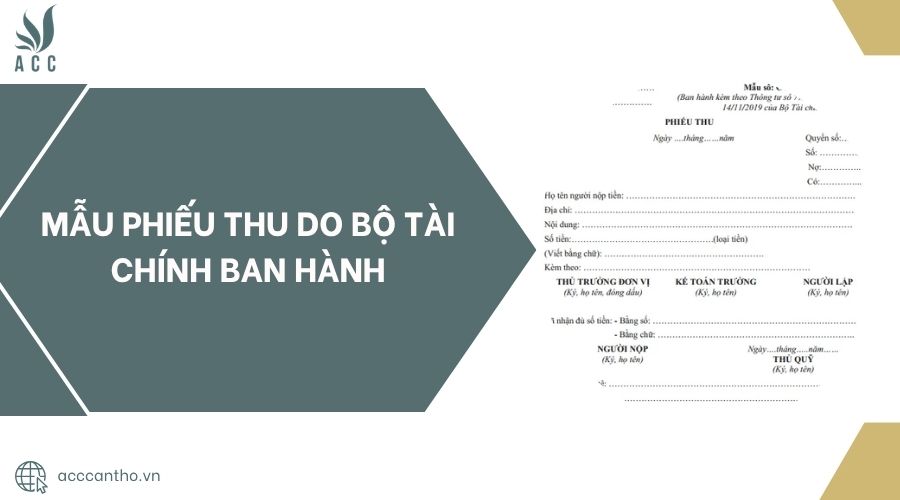 Mẫu phiếu thu do Bộ Tài chính ban hành