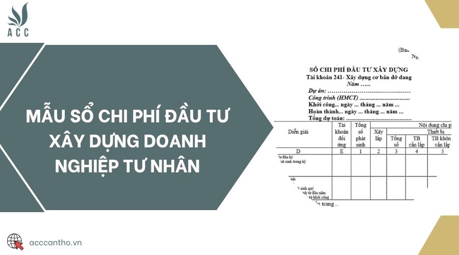 Mẫu sổ chi phí đầu tư fv88 vn doanh nghiệp tư nhân