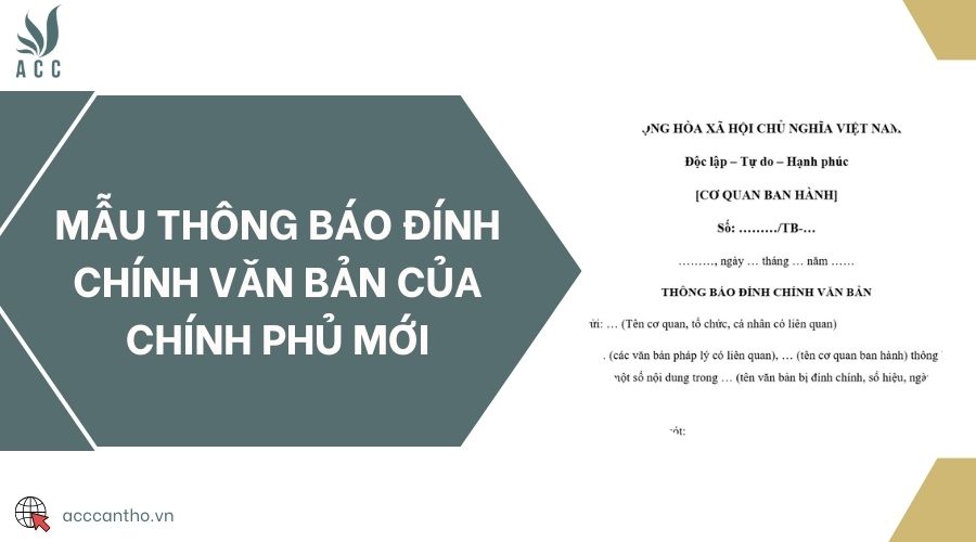 Mẫu thông báo đính chính văn bản của chính phủ mới