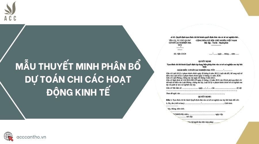 Mẫu thuyết minh phân bổ dự toán chi các hoạt động kinh tế