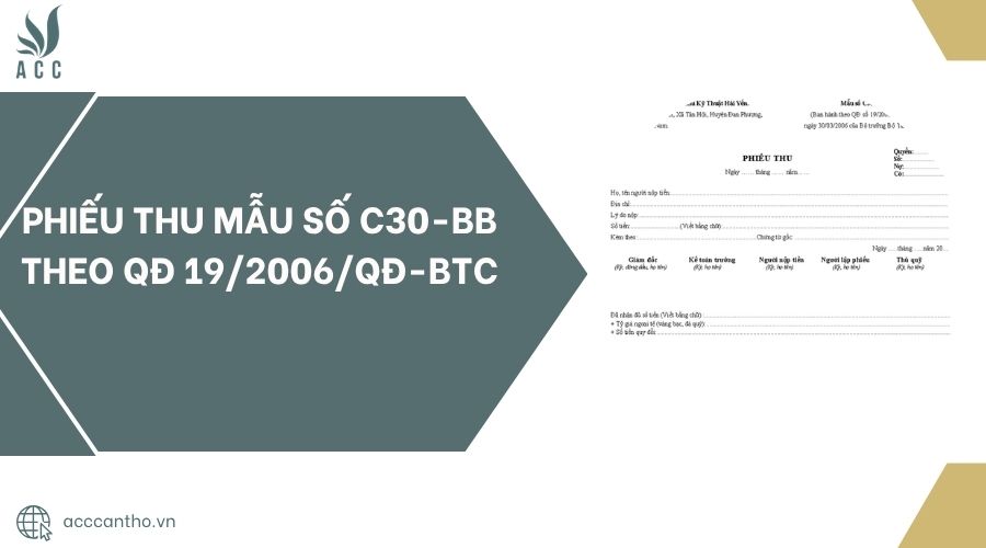 Phiếu thu mẫu số C30-BB theo QĐ 19/2006/QĐ-BTC
