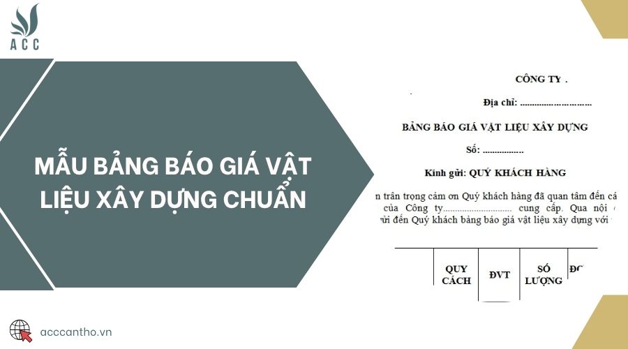 Mẫu bảng báo giá vật liệu fv88 vn chuẩn
