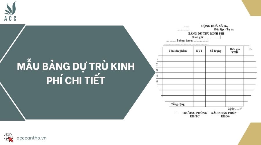 Mẫu bảng dự trù kinh phí chi tiết