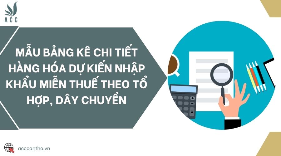 Mẫu bảng kê chi tiết hàng hóa dự kiến nhập khẩu miễn thuế theo tổ hợp, dây chuyền