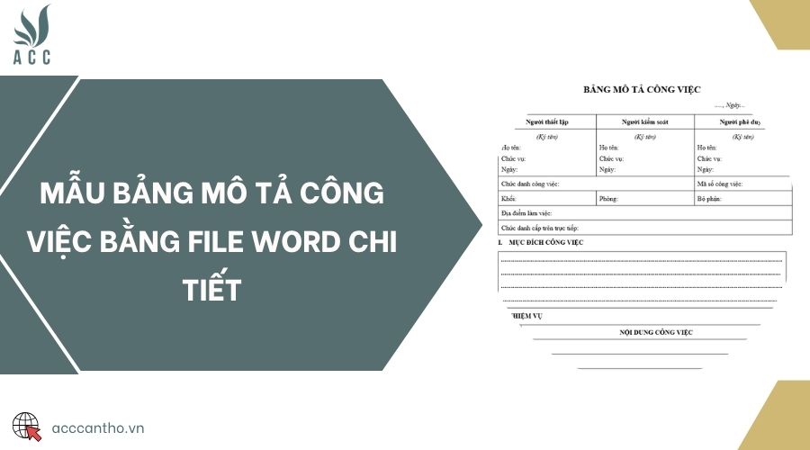 Mẫu bảng mô tả công việc bằng file Word chi tiết