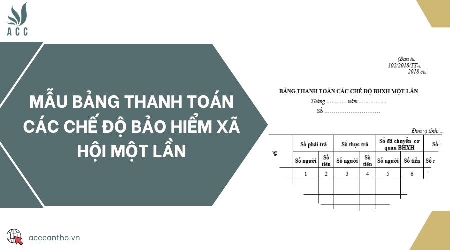 Mẫu bảng thanh toán các chế độ bảo hiểm xã hội một lần