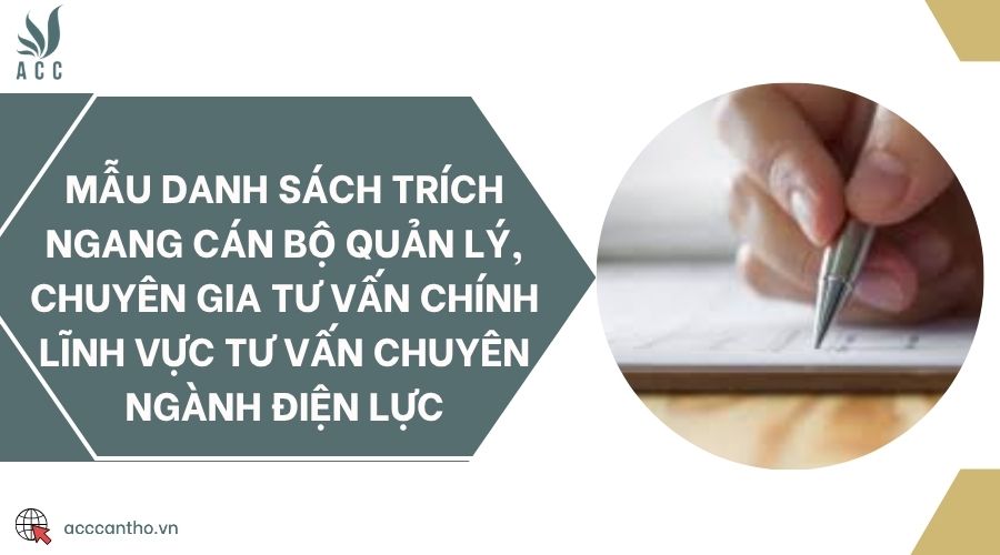 Mẫu danh sách trích ngang cán bộ quản lý, chuyên gia tư vấn chính lĩnh vực tư vấn chuyên ngành điện lực